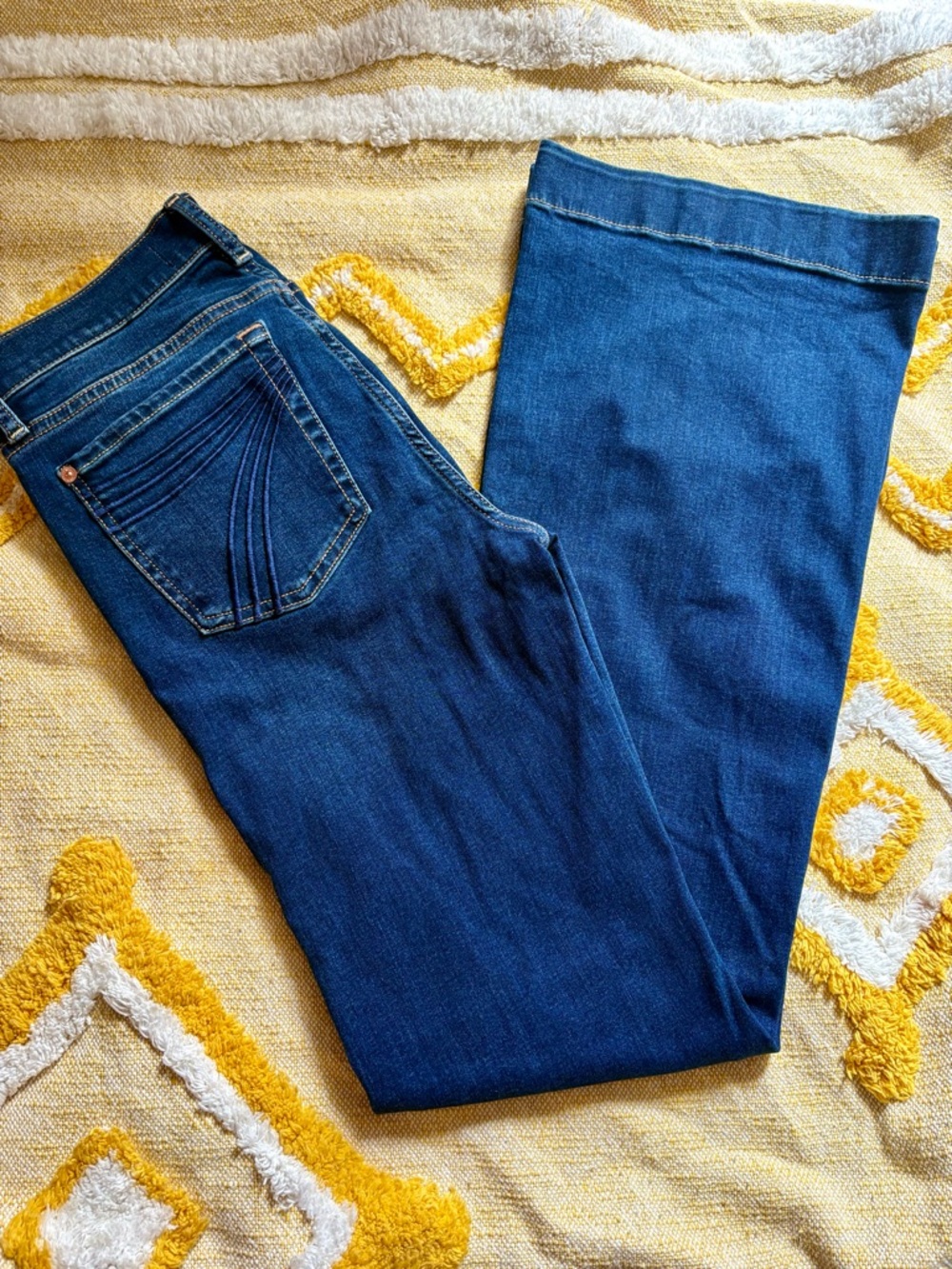 7 For All Mankind Dark Blue Flare Jeans - Wide Leg Denim